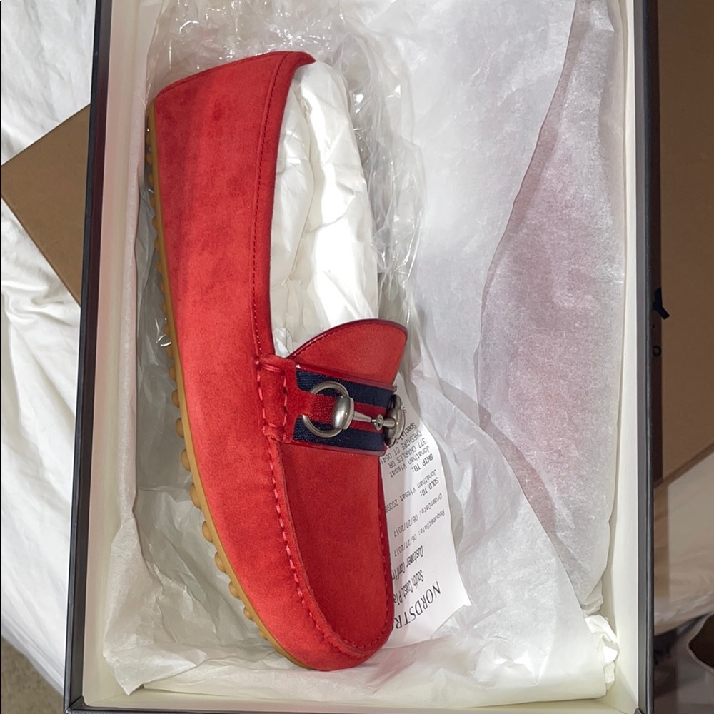 Gucci Red Loafers with Textured Sole